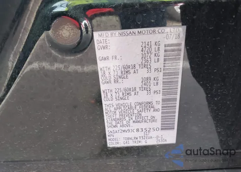 2018 Nissan Rogue Sl z USA, uszkodzony, nr VIN 5N1AT2MV9JC835250